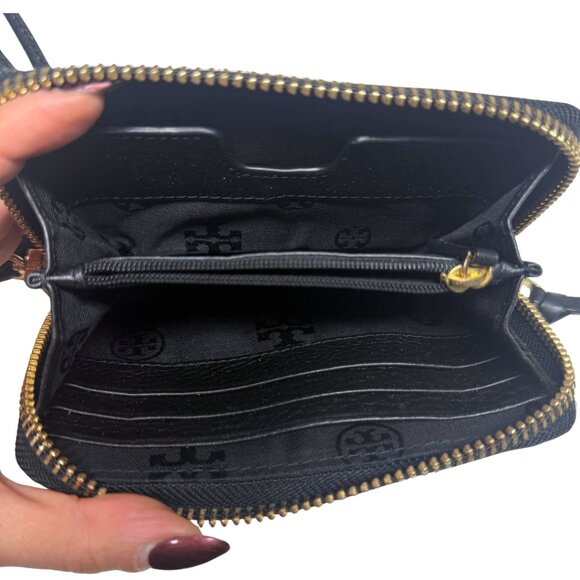 Tory Burch Robinson Pebbled Leather Wristlet Wallet – Like New, Black - Picture 9 of 11